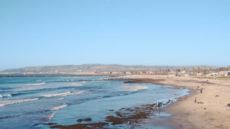 sunny ocean beach and mission beach seascape in sunny southern california