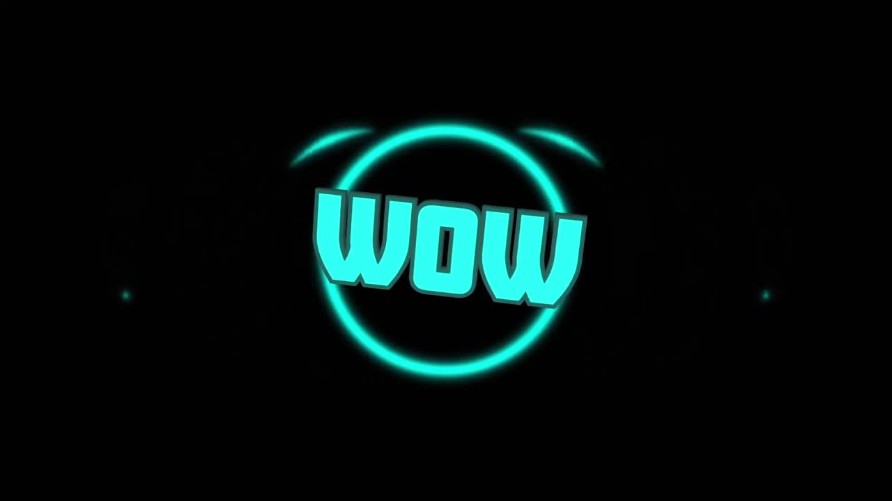 animación de texto wow en fondo negro.