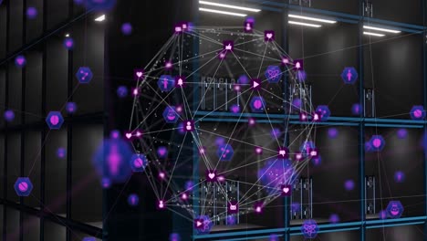 Animation-of-globe-with-connections-over-computer-servers