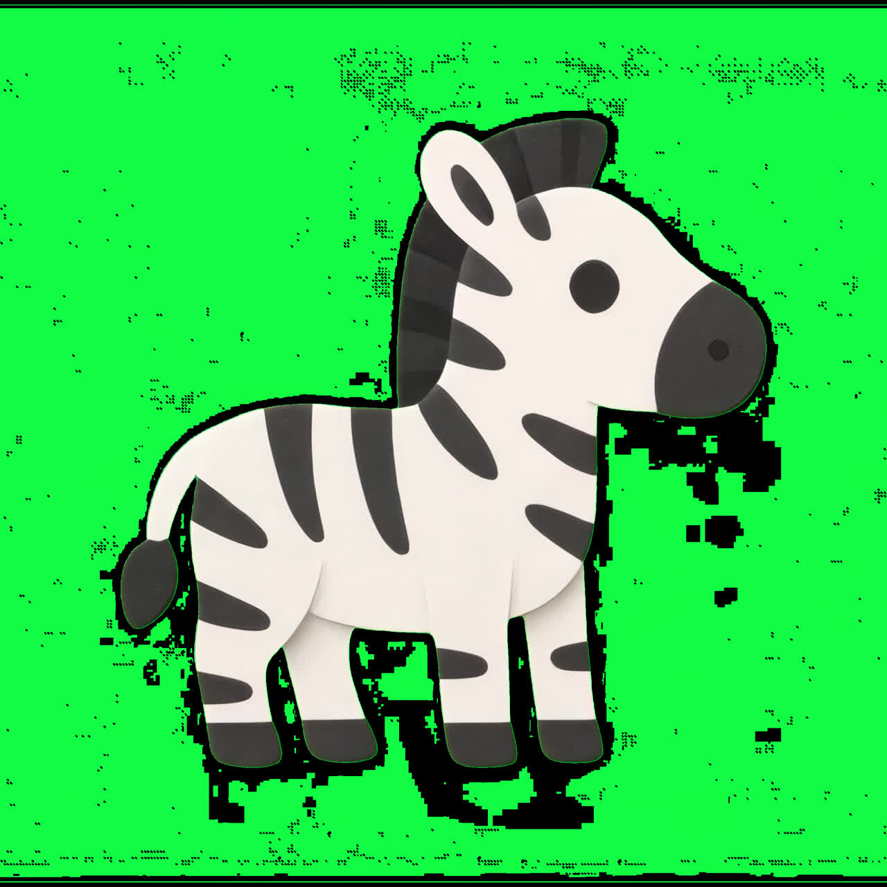 Cute cartoon zebra illustration animation isolated asset, transparent 4K video, alpha channel