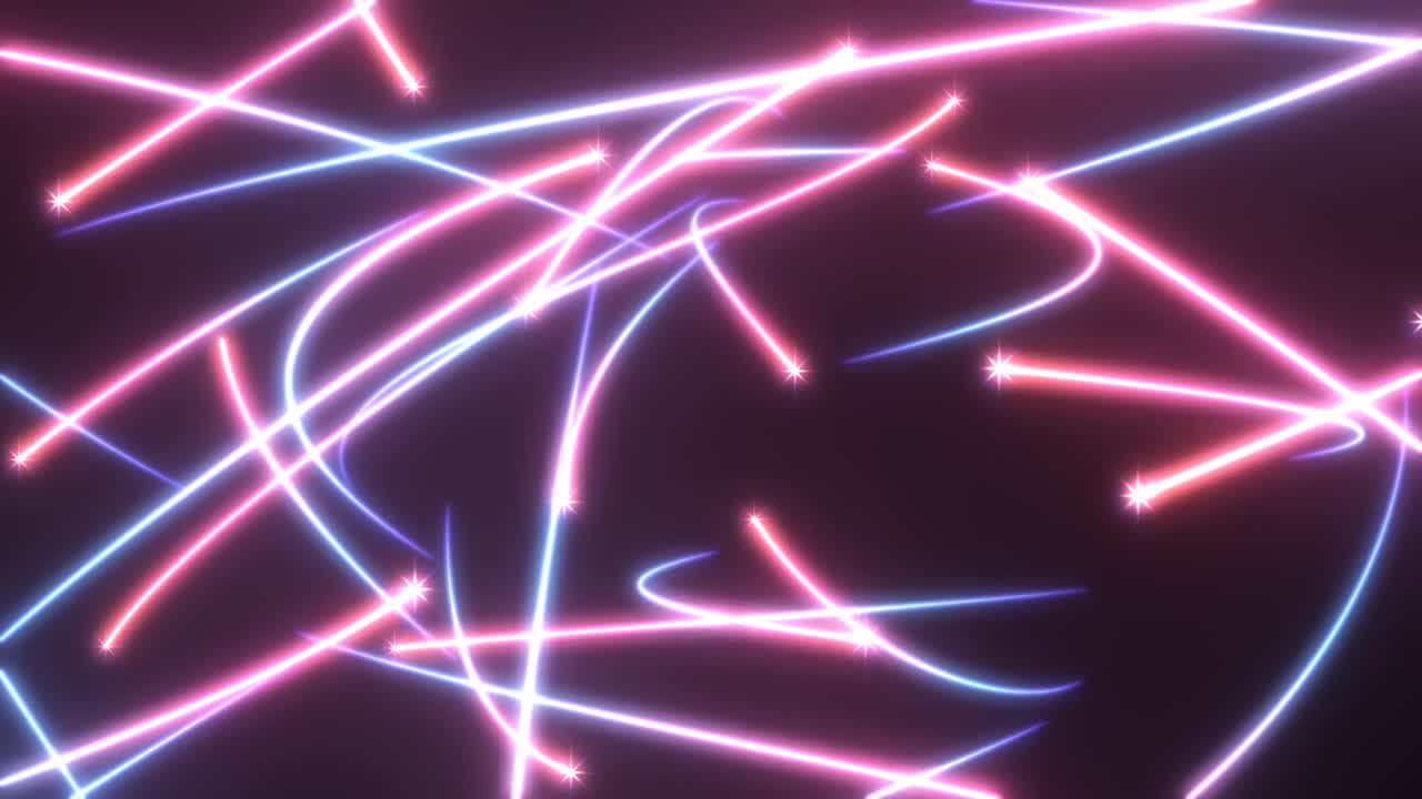particelle stellari brillanti volanti con linee di flusso di energia al neon luminose - animazione di sfondo di movimento a ciclo senza interruzioni in 4k