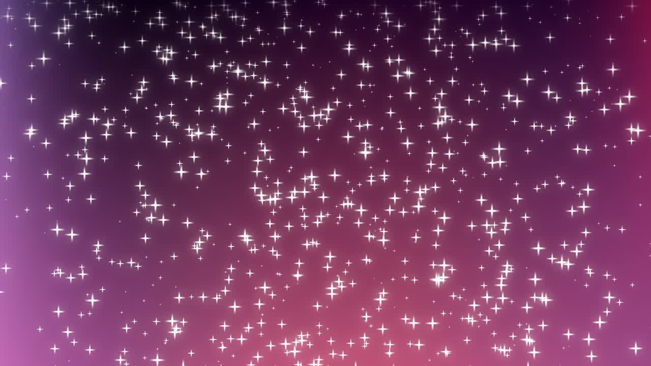 Abstract motion background shining white stars and shiny particles to be played in 4k loop that is shining and shimmering with glitter particles With Bokeh waves on a pink background