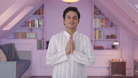 religious indian man praying to god