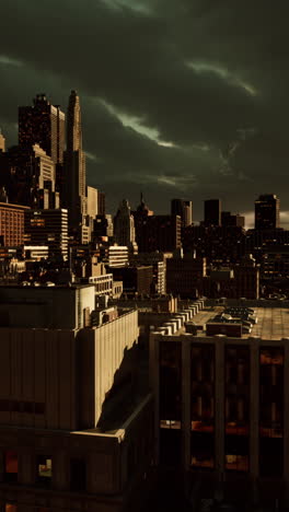 dramatic cityscape at dusk