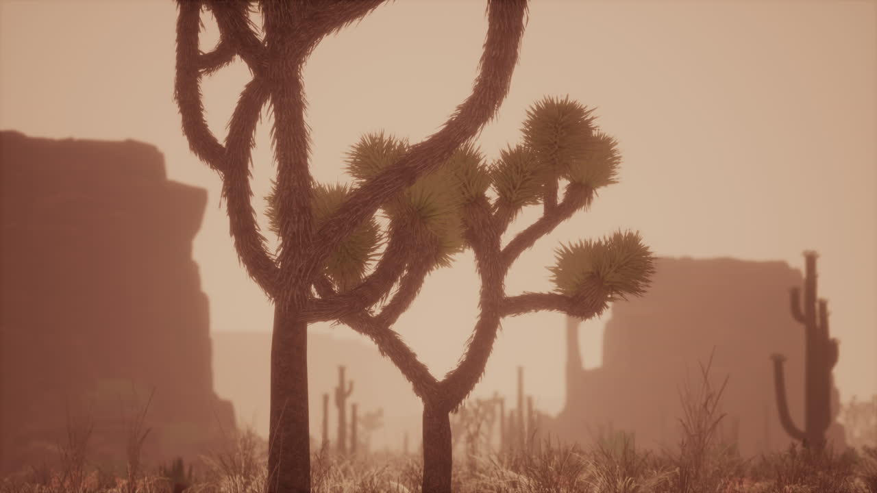 rayo de luz solar disparando a través del cielo del desierto al atardecer