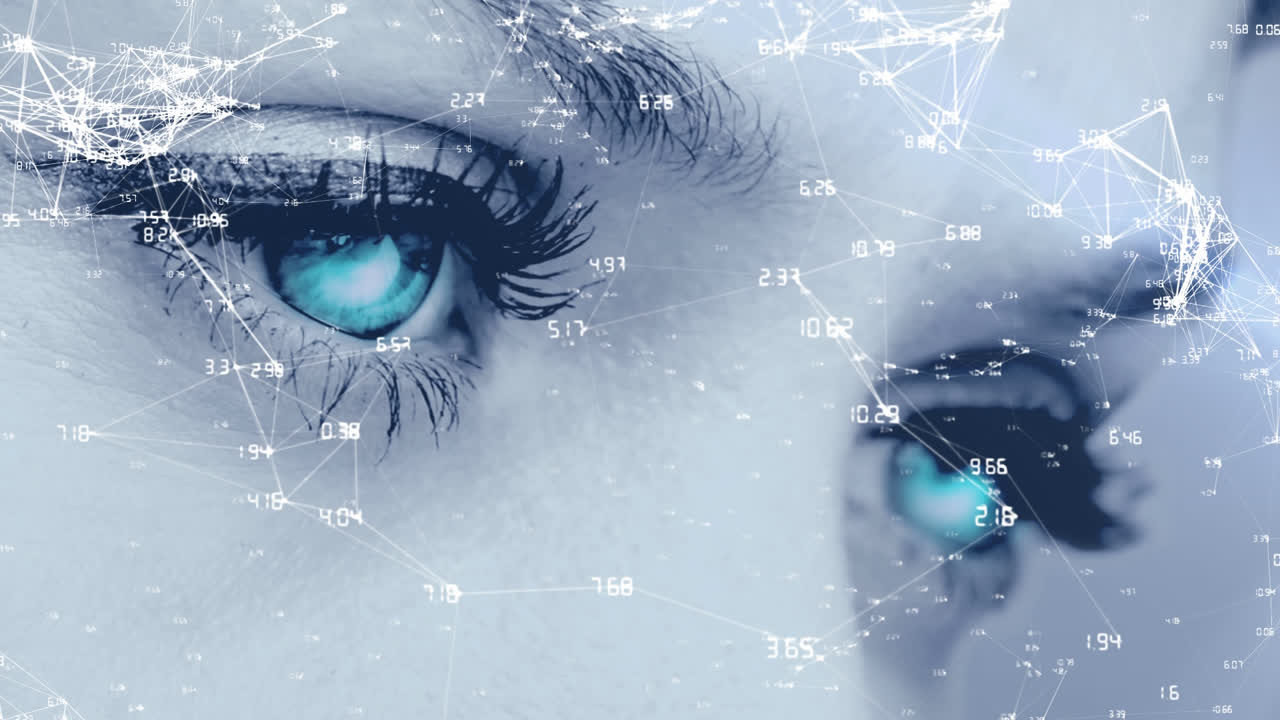 occhio blu con connessioni dati