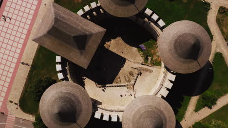 cinematic drone shot of soroca fortress, republic of moldova