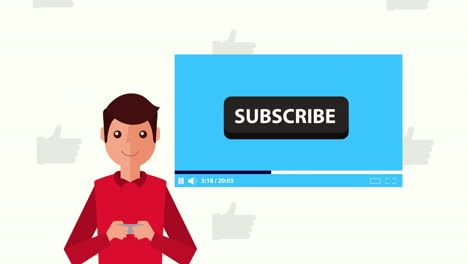 tecnología de medios sociales con hombre y plantilla web