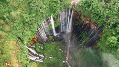 view from above, stunning aerial view of the tumpak sewu waterfalls coban sewu