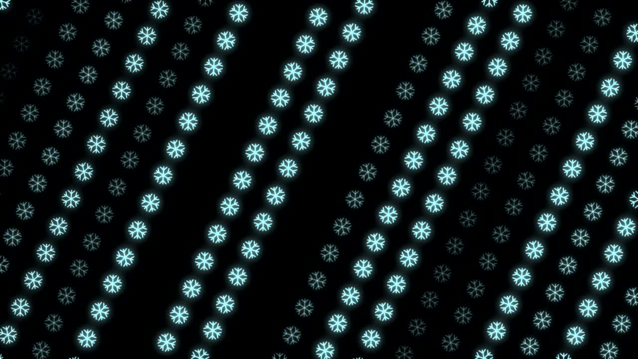 흰색과 검은색 루핑 애니메이션 스트로빙에서 눈송이의 스트로브 네온 크리스마스 패턴 배경