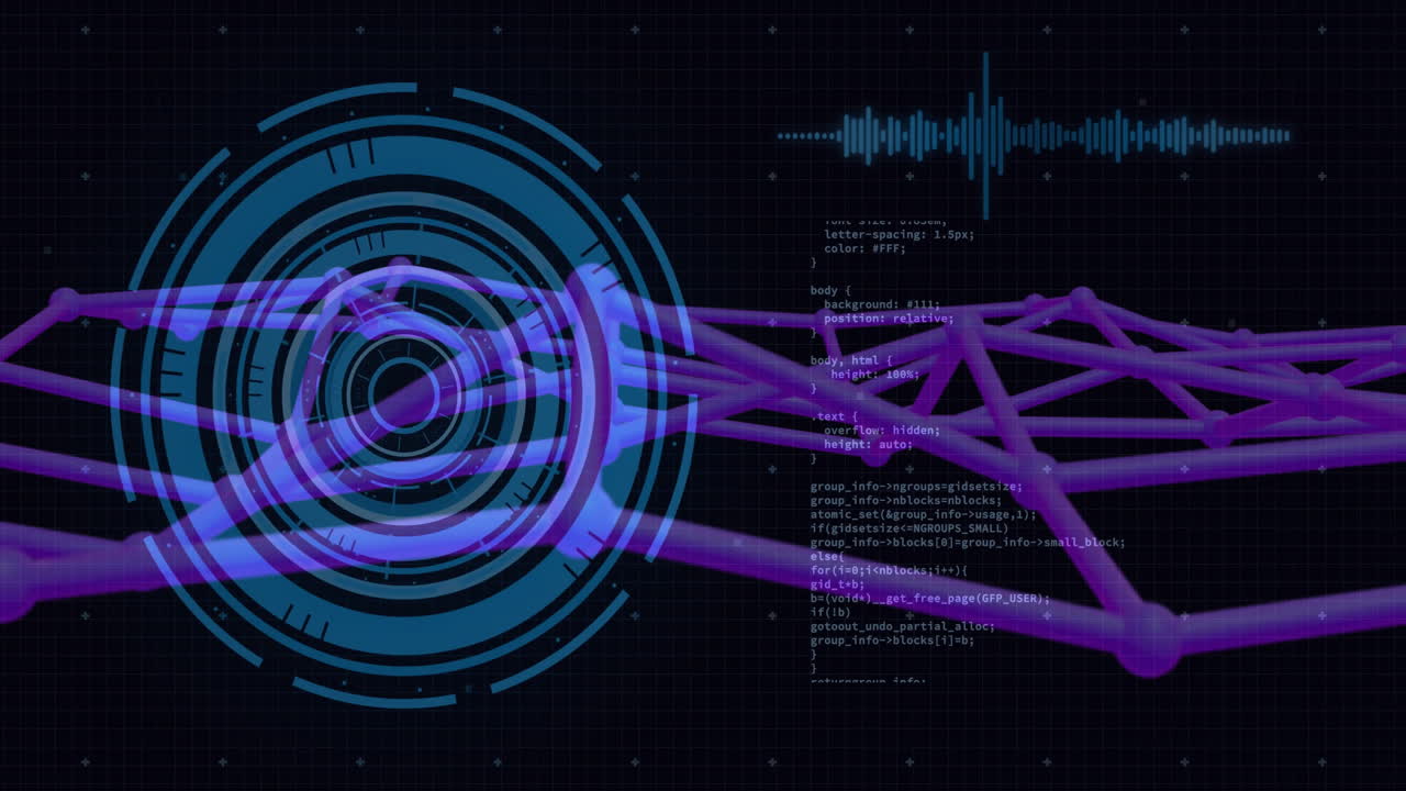 Animation of data processing over scope scanning and connections