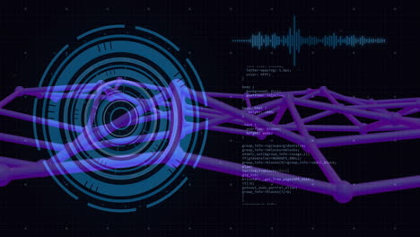 animación del procesamiento de datos a través del escaneo de alcance y las conexiones