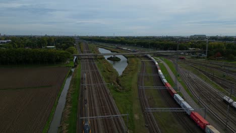 traveling wagons at kijfhoek railtrack in south holland, netherlands