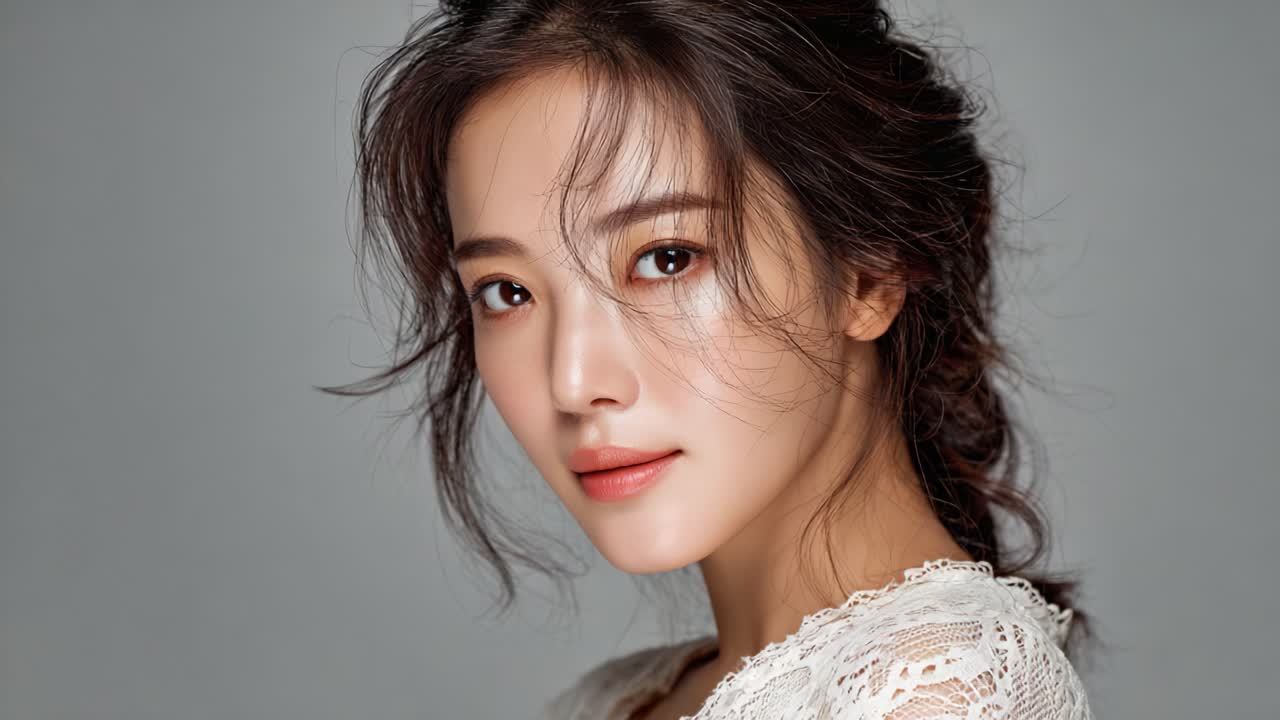 A Captivating Portrait of a Young Woman with Natural Beauty, Captured in a Soft and Serene Setting that Highlights Her Radiant Smile and Delicate Features