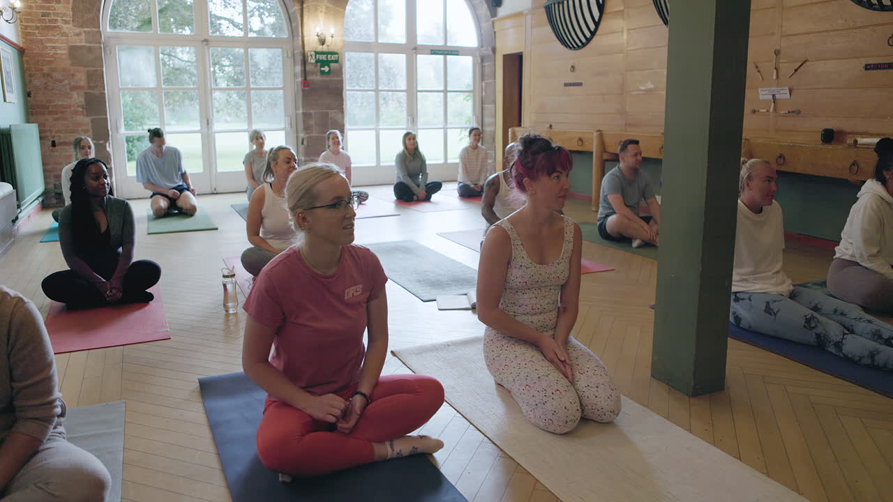 Yoga class indoors