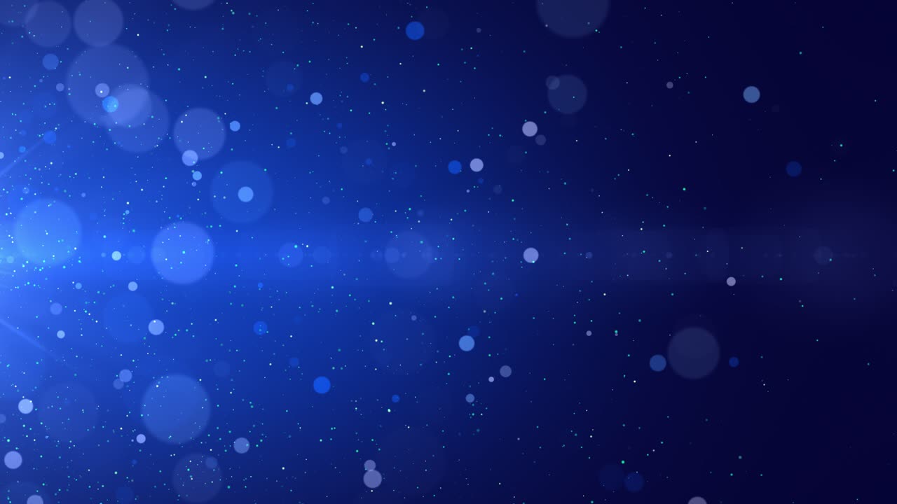 조명 입자가 있는 파란색 흐릿한 보케 배경