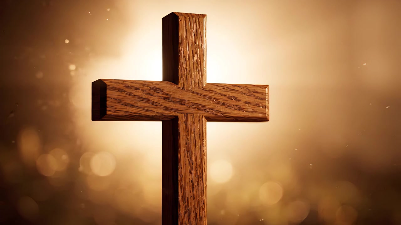 Christelijk Kruis Hemels Licht Aanbiddingsachtergrond 4K