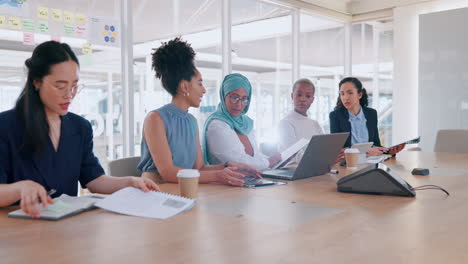 documents, laptop and teamwork of business people