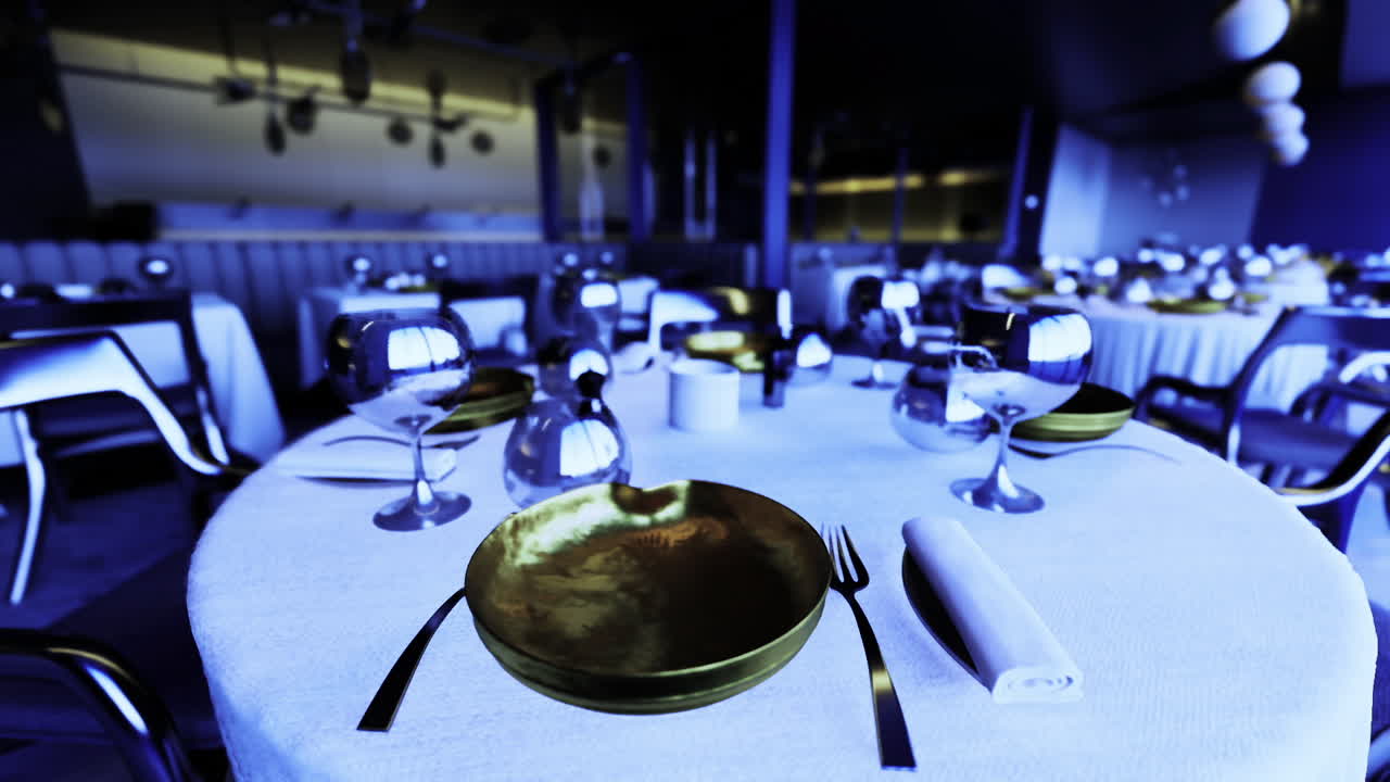 Elegante spiseomgivelser, intim gourmetmiddagsscene med sofistikeret indretning