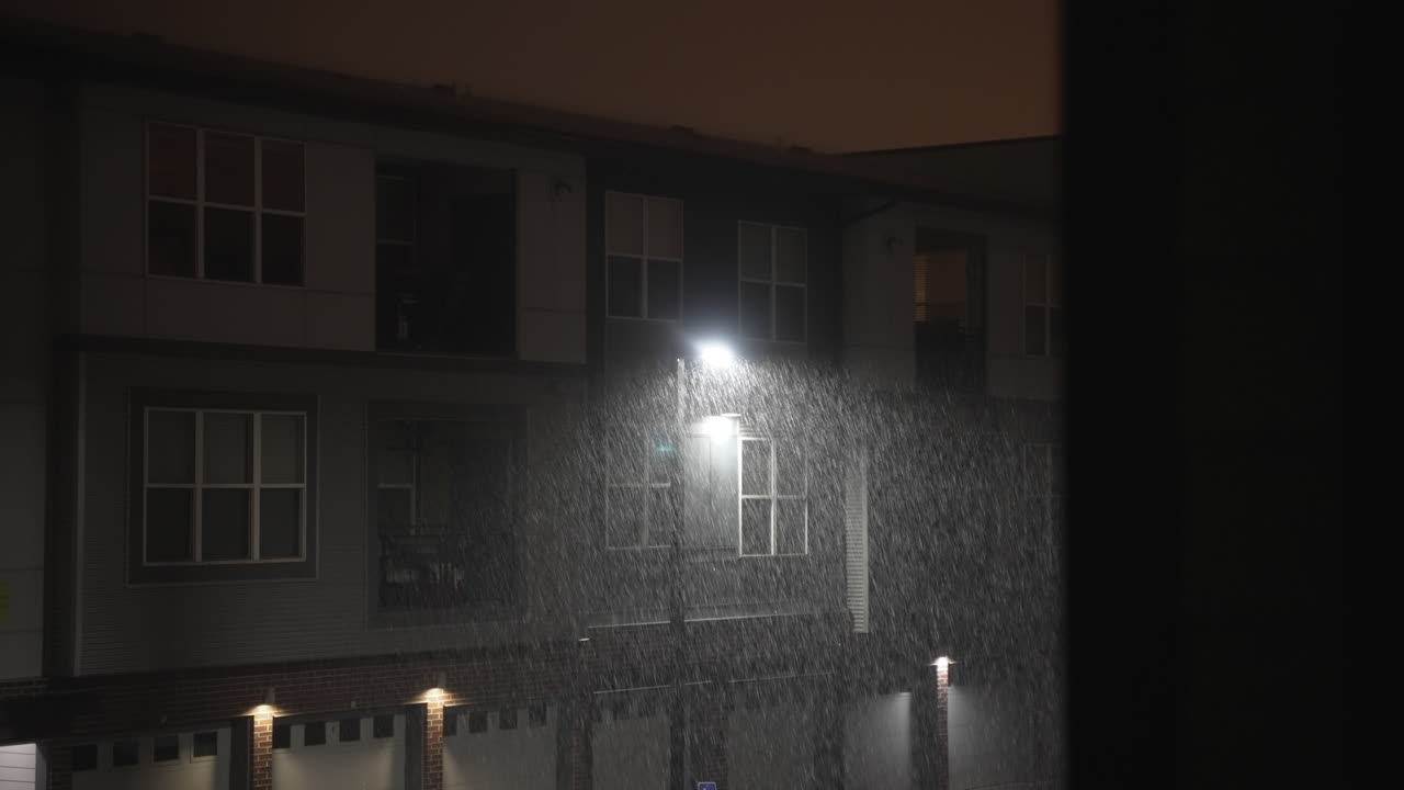 Severe Lightning Storm And Heavy Rain Seen From Apartment Building In Denver Colorado. HD Slow Motion Clip