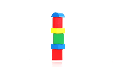 tower of childrens coloured bricks rotating