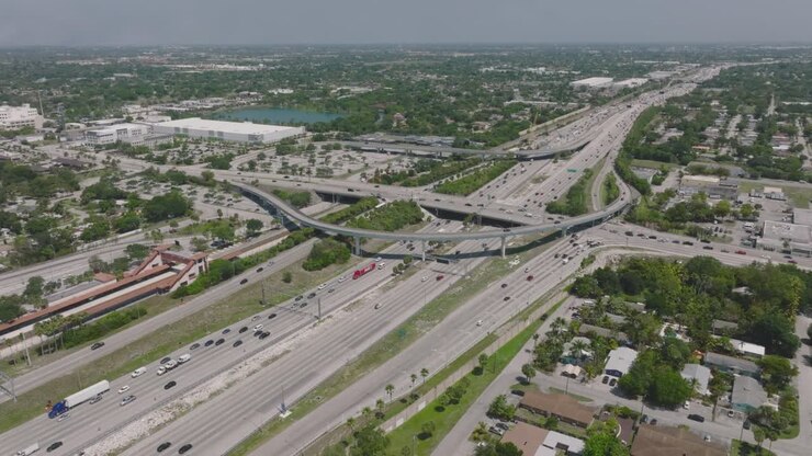 Highways with traffic in Miami