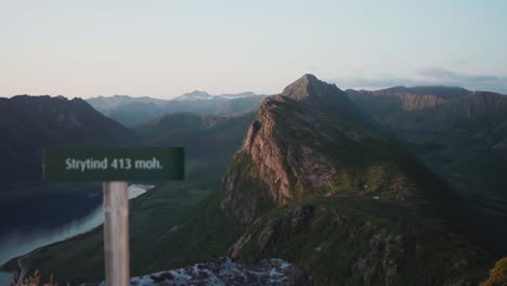 peak of strytinden mountain in norway - close up