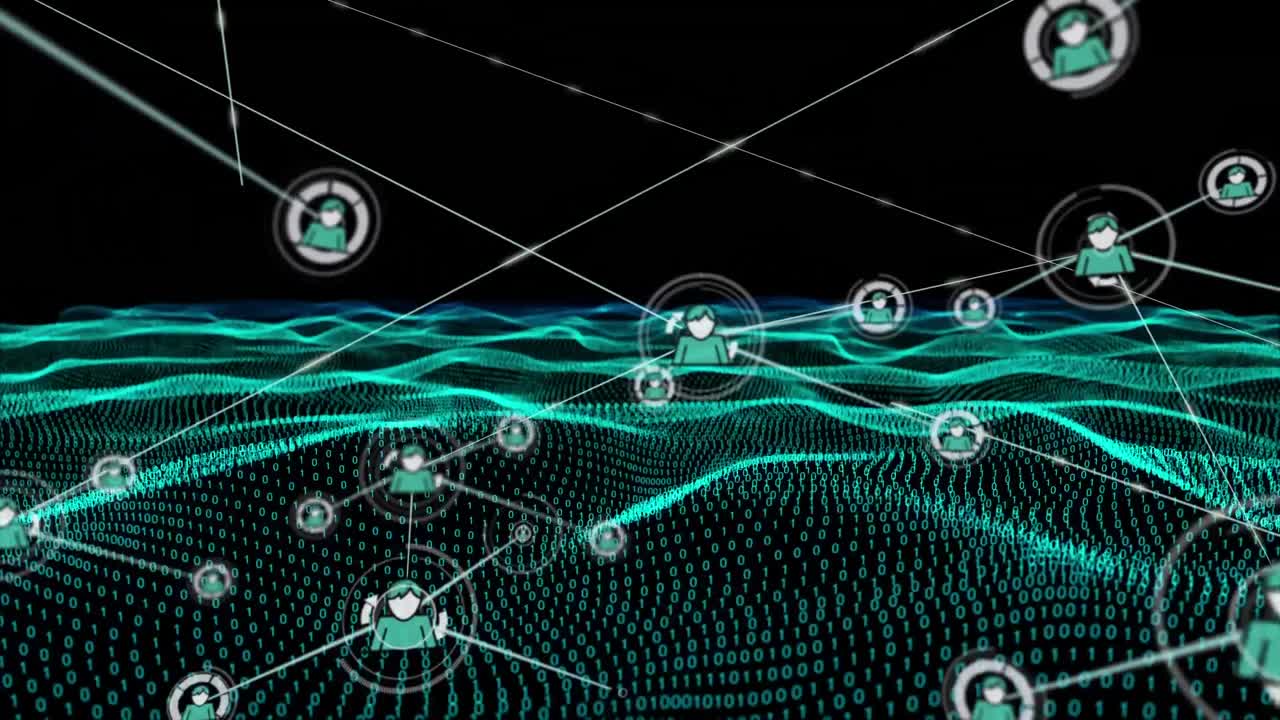 Connectors moving on black digital background