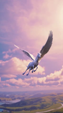 pegasus flying in a dreamlike sky