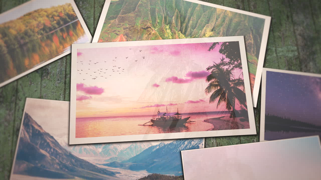 fotos de collage con paisajes de verano en diferentes países.