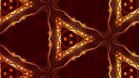 3d 4k partículas caleidoscópico fondo abstracto. animación en bucle liso de tema de ciencia ficción. partículas de lujo de oro forman estructuras y patrones complejos