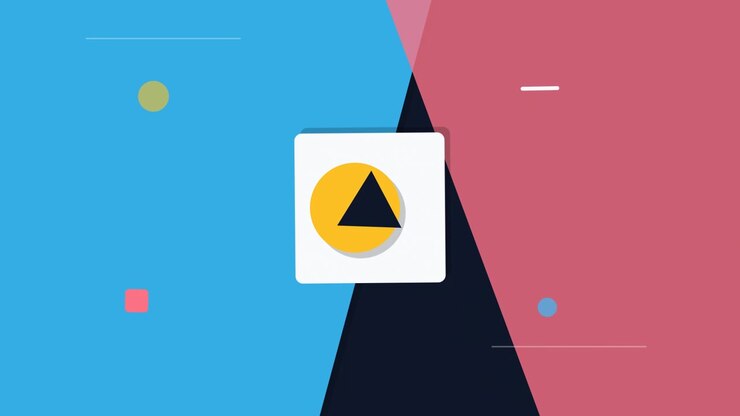 Abstract Motion Graphic with Rotating Triangle and Circle