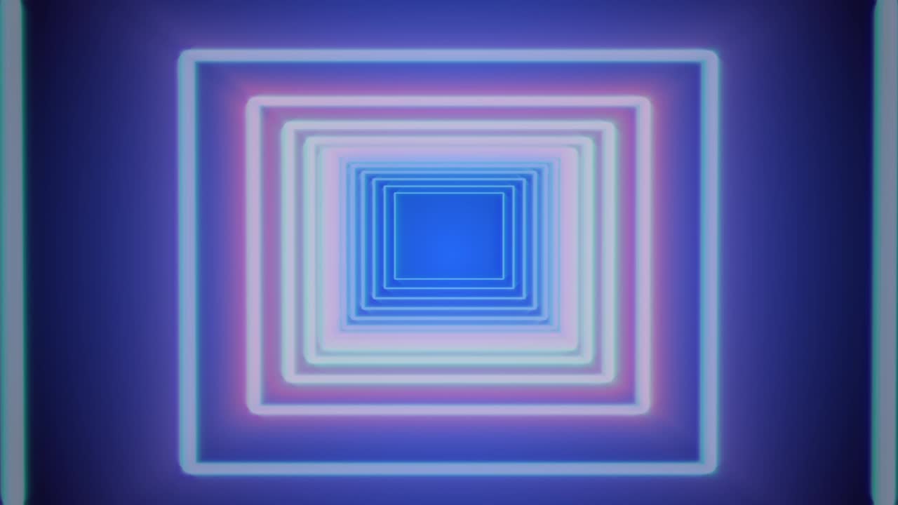 el túnel de neón cuadrado volando a través del fondo de imágenes de 4k del objetivo.