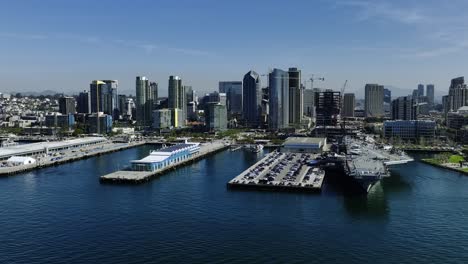 drone shot around the oceanside cityscape of sunny san diego, california, usa