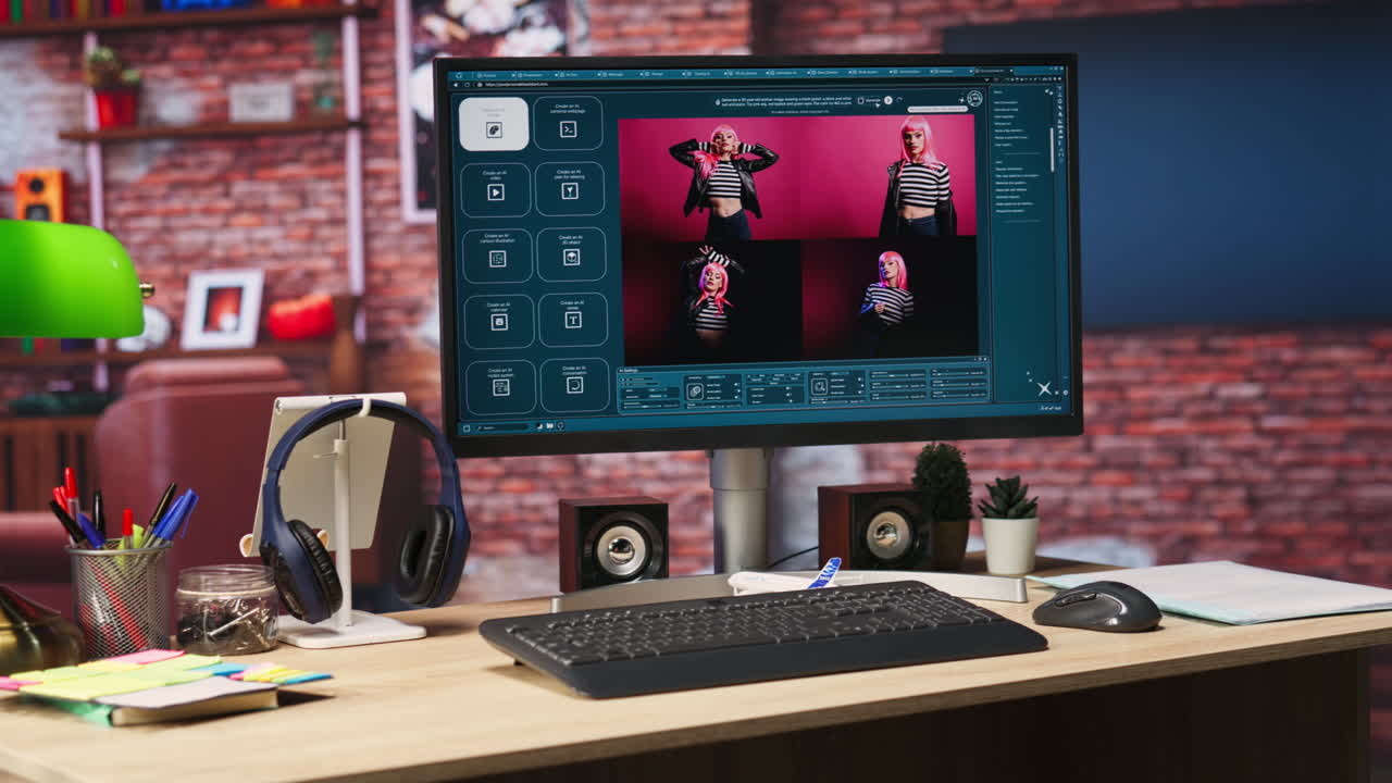 Text to image generative models AI tech software on computer display