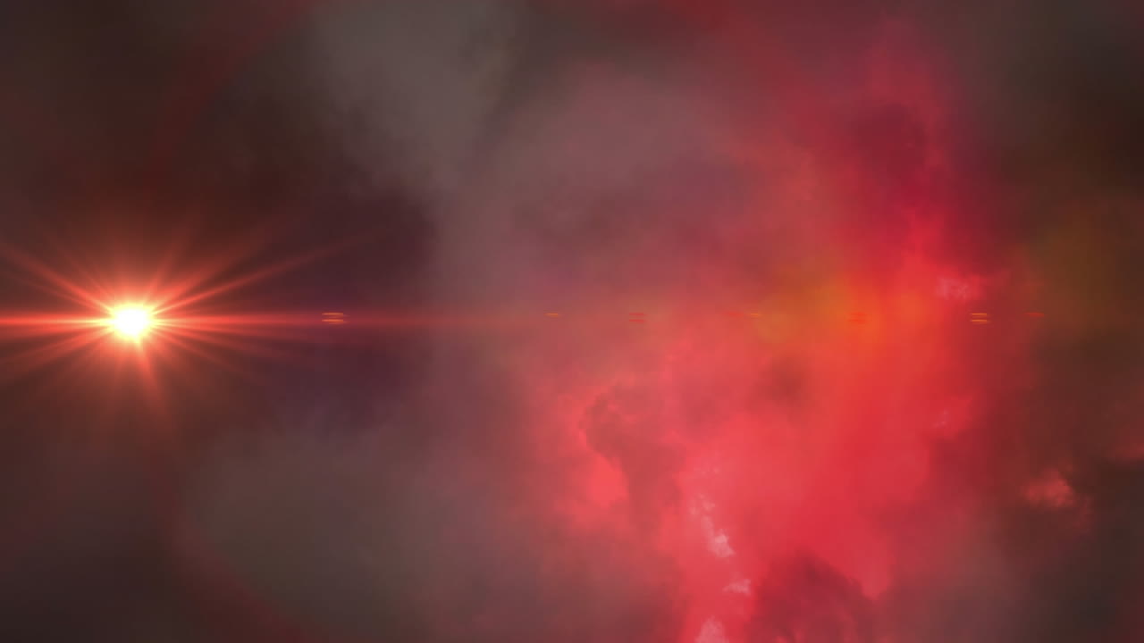 Animation of thunderstorm with lightning striking and red star moving
