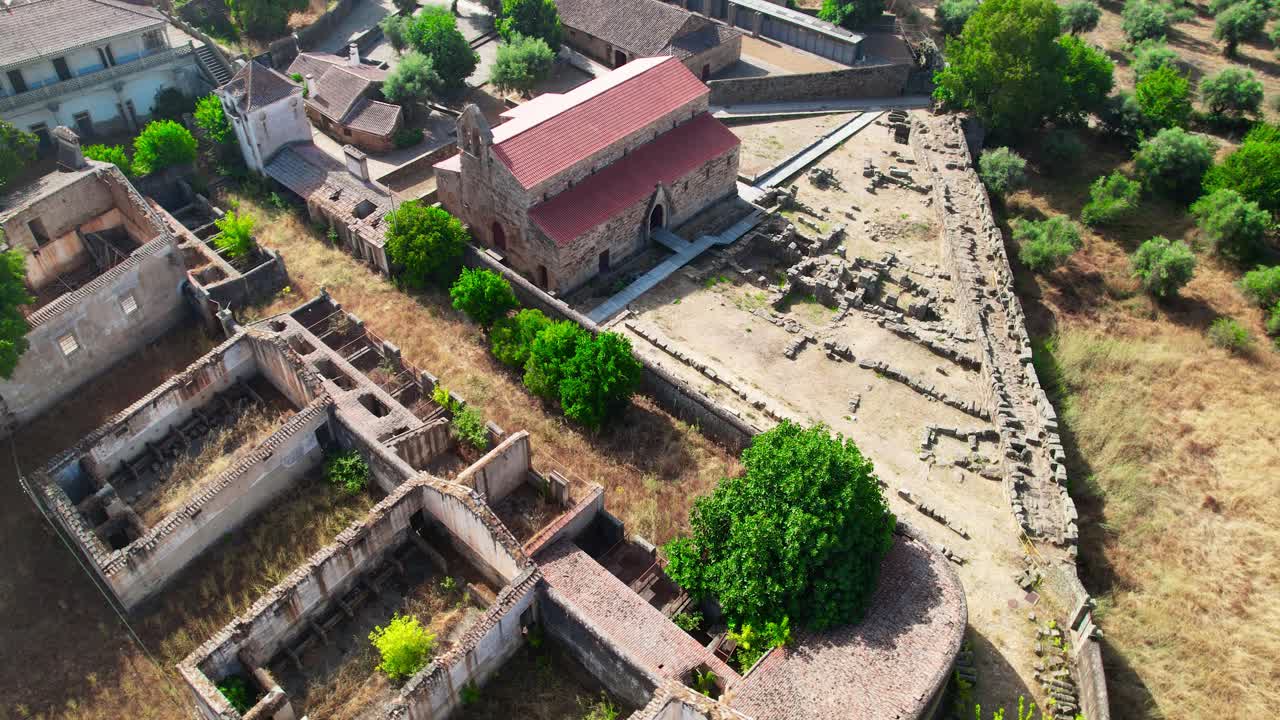 Drone aerial view of Idanha a velha historic village and landscape