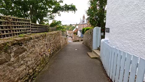 charming village lane with stone walls