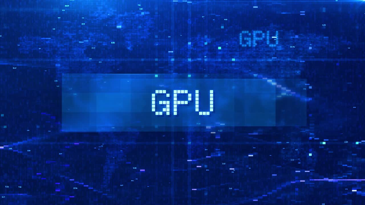 GPU Digital Text Animation over Futuristic World Map and HUD Effects
