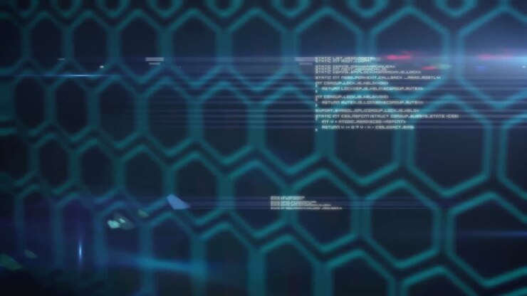Animation of data processing on blue background