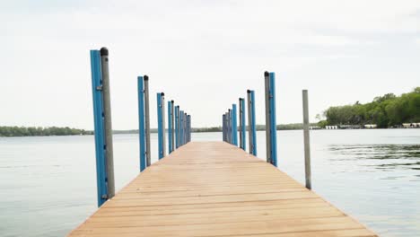 dock on lake in summertime in minnesota