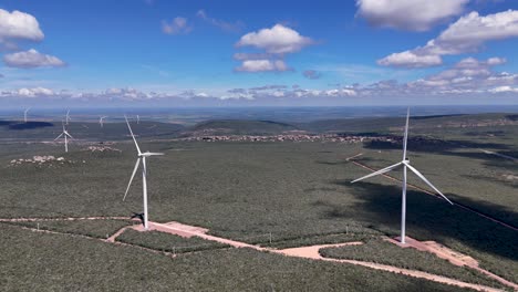drone video of wind turbines at the morro do chapéu wind farm, brazil