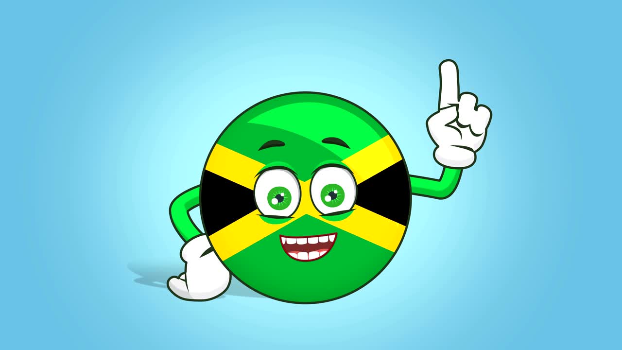 Cartoon Icon Flag Jamaica Face Animation  Think and Decision Idea with Alpha Matte