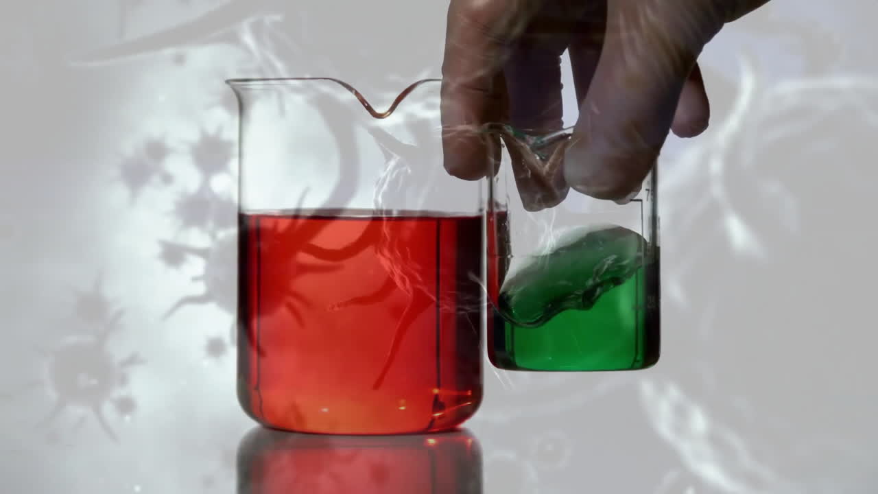 animación de vasos sobre las células del virus de covid