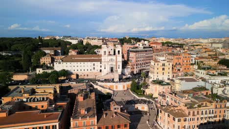 cinematic orbiting drone shot above piazza di spagna