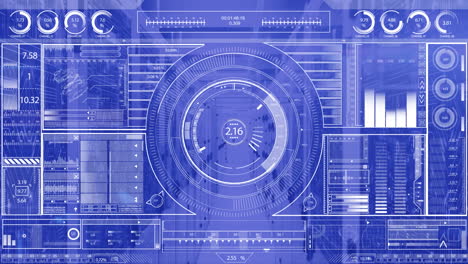 animación del escaneo del alcance y el procesamiento de datos a través de servidores informáticos