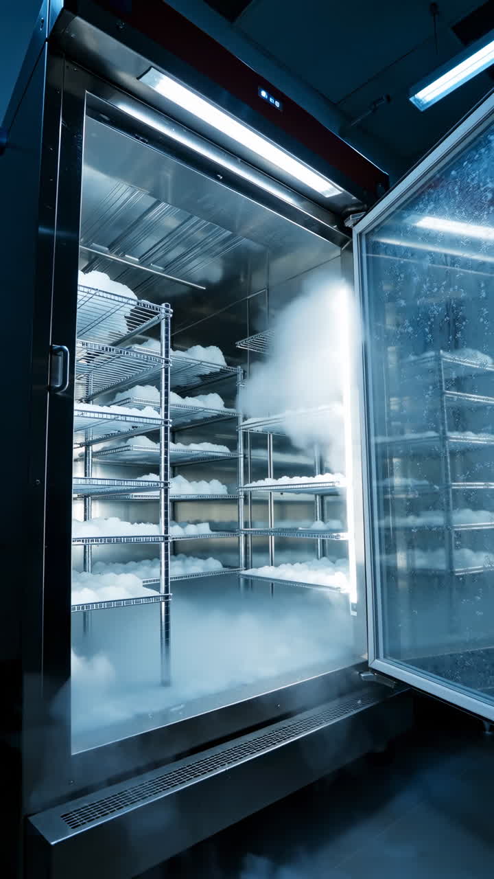 Industrial Cryo-Chamber with Dry Ice Vapor Billowing Out