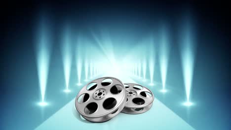 movie reels with flashing lights