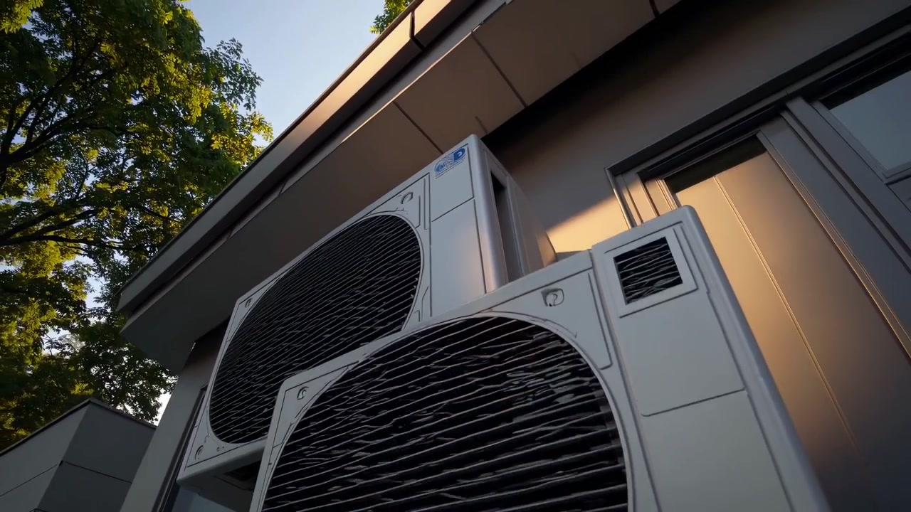 Outdoor Air Conditioning Units Mounted on Modern Building Exterior