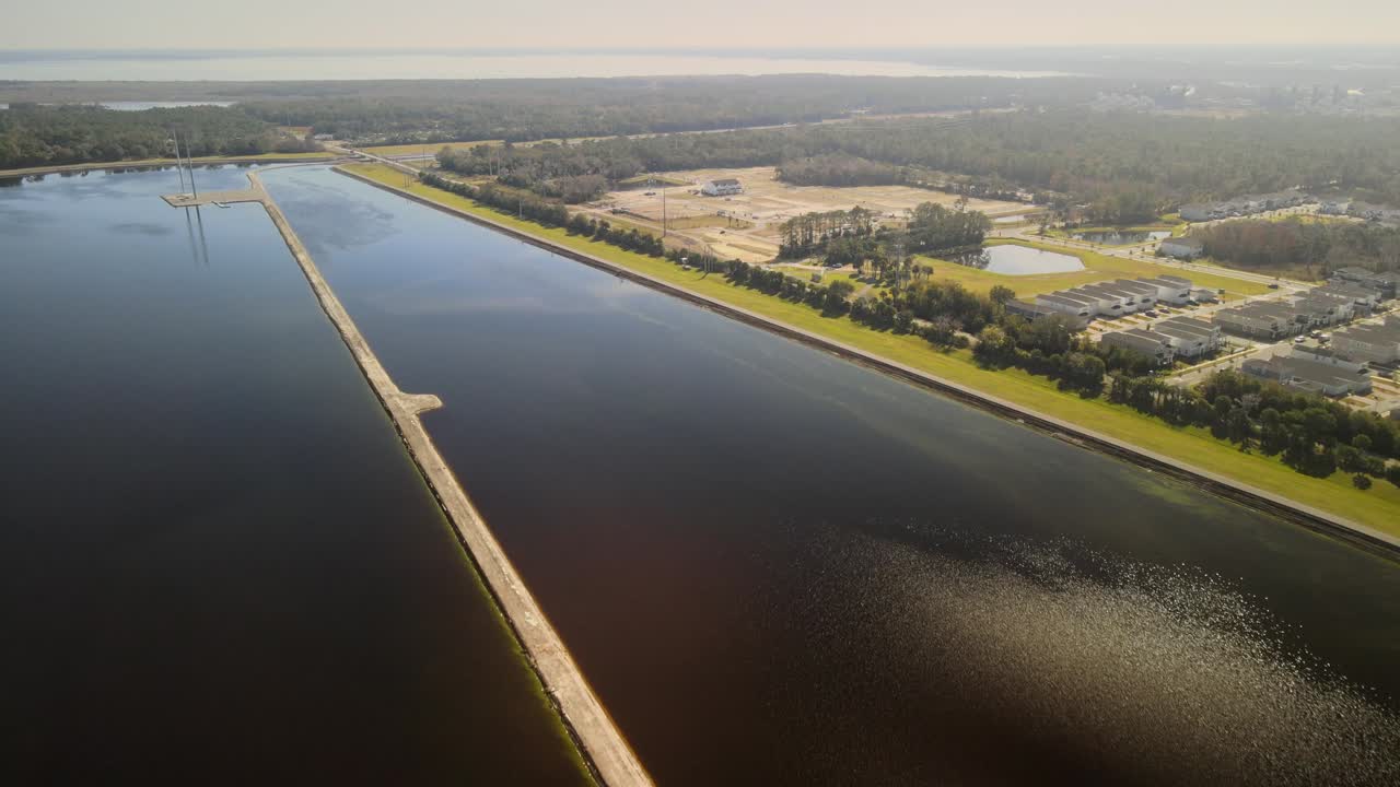 Drone flying over lake in Florida